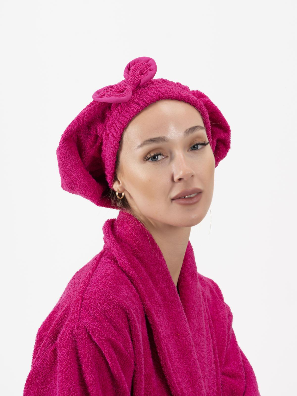 CottonVerse Saç Kurulama Bonesi – %100 Pamuk , Fiyonklu Fuşya - Ender Home