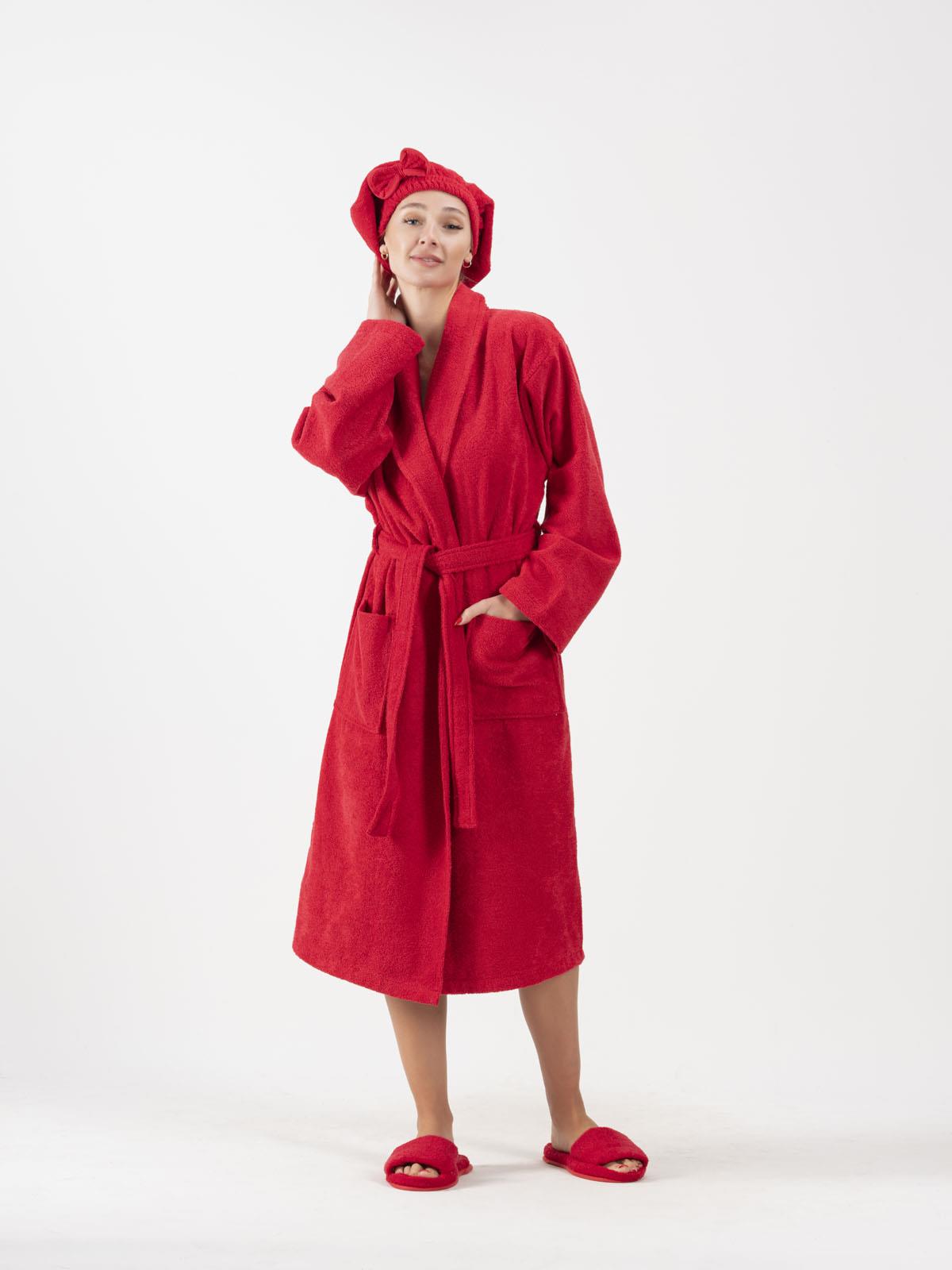 CottonVerse Saç Kurulama Bonesi – %100 Pamuk , Fiyonklu Kırmızı - Ender Home