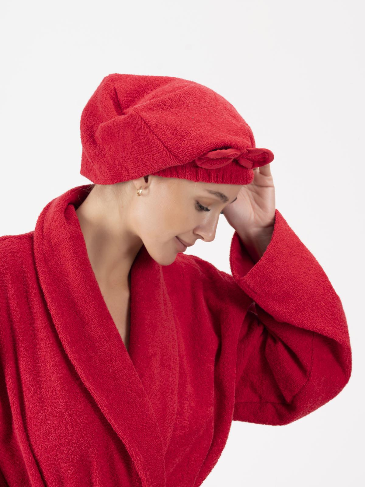 CottonVerse Saç Kurulama Bonesi – %100 Pamuk , Fiyonklu Kırmızı - Ender Home