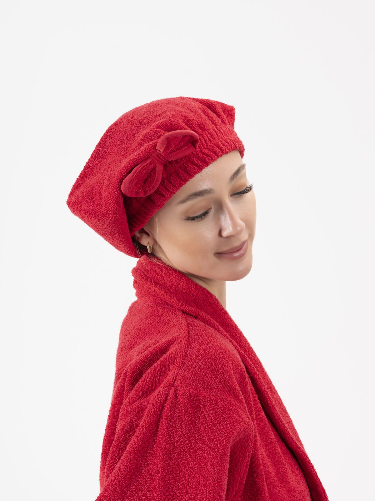 CottonVerse Saç Kurulama Bonesi – %100 Pamuk , Fiyonklu Kırmızı - Ender Home