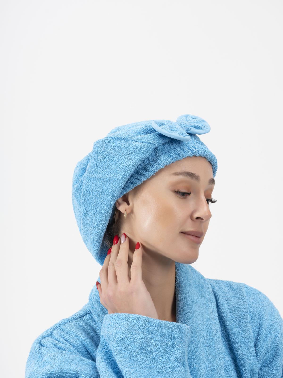 CottonVerse Saç Kurulama Bonesi – %100 Pamuk , Fiyonklu Mavi - Ender Home