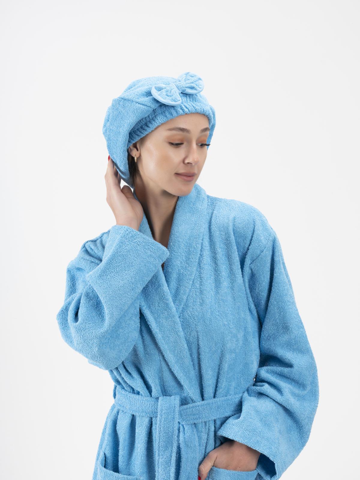 CottonVerse Saç Kurulama Bonesi – %100 Pamuk , Fiyonklu Mavi - Ender Home