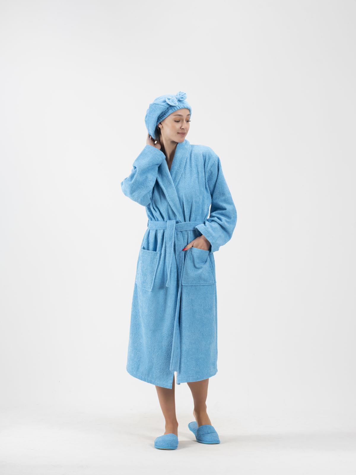 CottonVerse Saç Kurulama Bonesi – %100 Pamuk , Fiyonklu Mavi - Ender Home