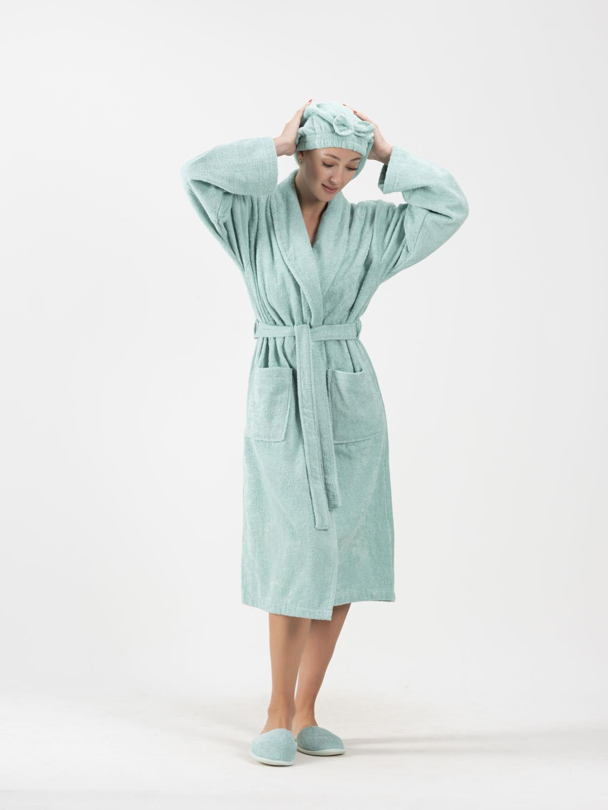 CottonVerse Saç Kurulama Bonesi – %100 Pamuk , Fiyonklu Su Yeşili - Ender Home