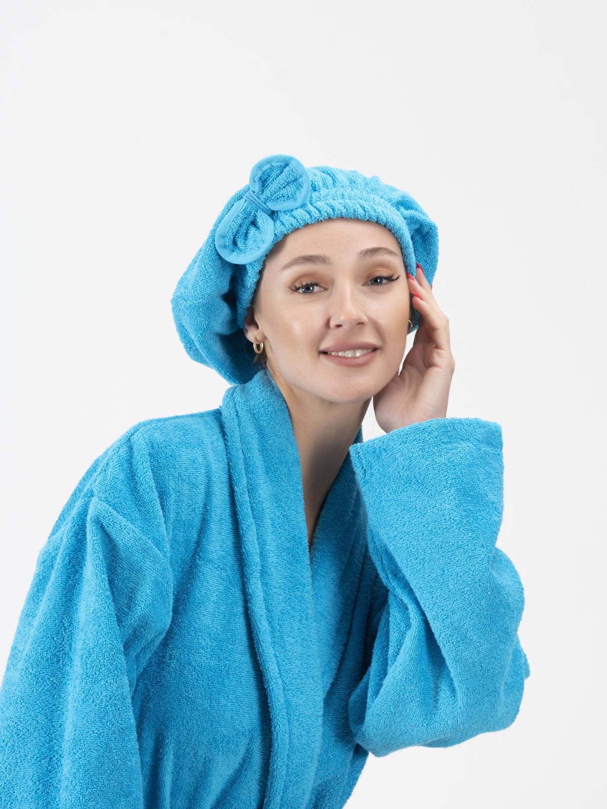 CottonVerse Saç Kurulama Bonesi – %100 Pamuk , Fiyonklu Turkuaz - Ender Home