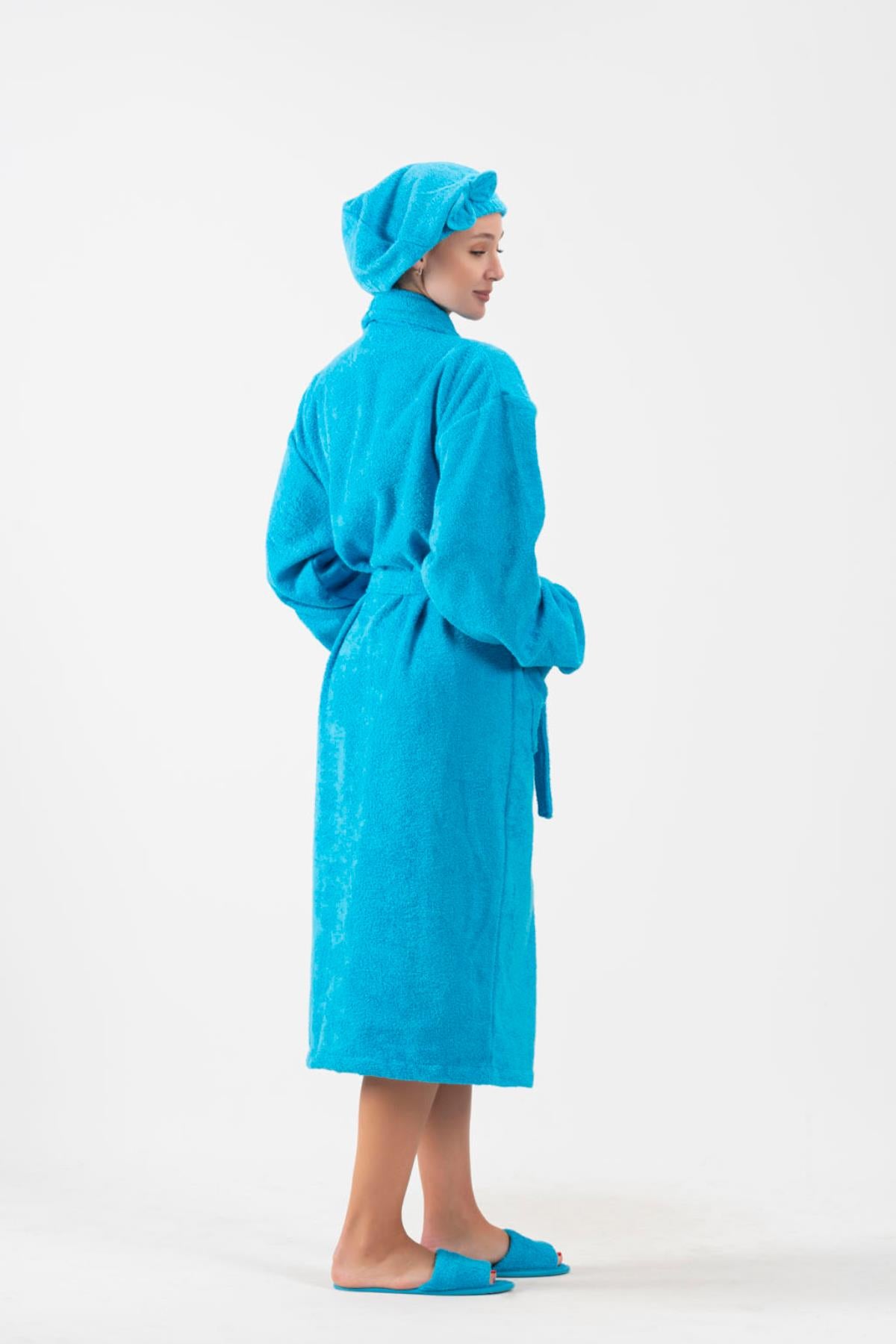 CottonVerse Saç Kurulama Bonesi – %100 Pamuk , Fiyonklu Turkuaz - Ender Home