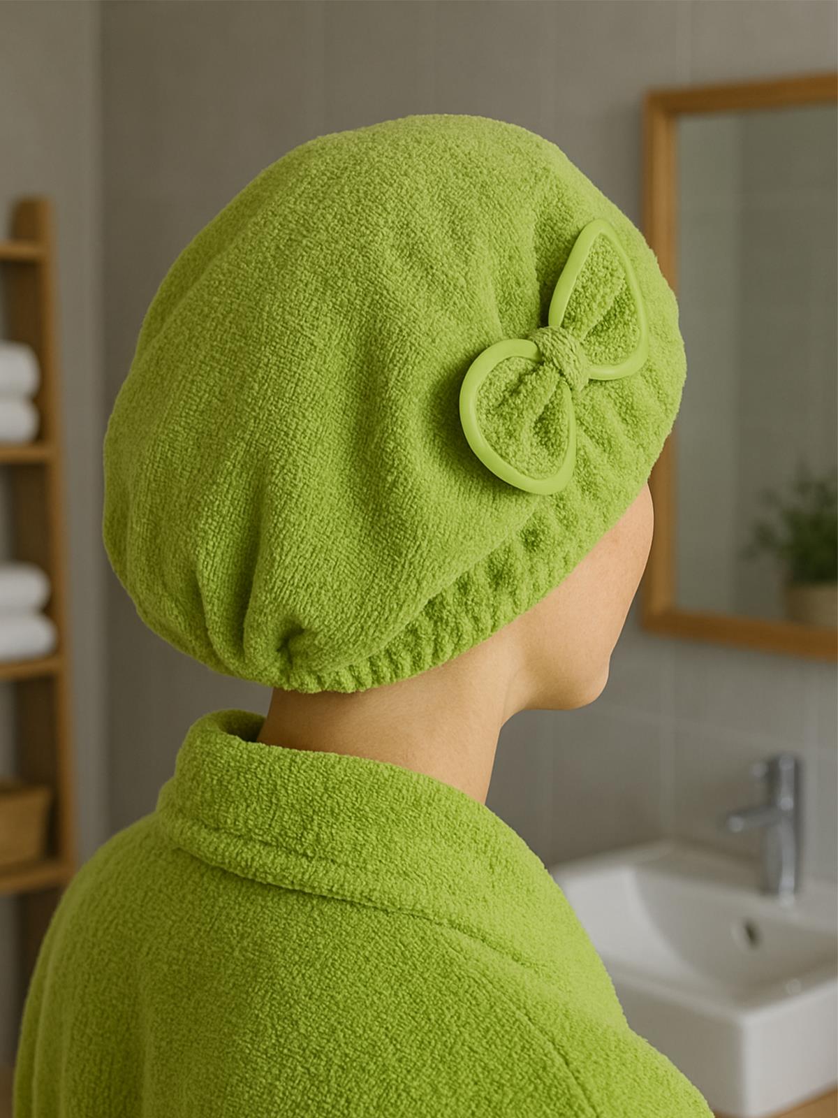 CottonVerse Saç Kurulama Bonesi – %100 Pamuk , Fiyonklu Yeşil - Ender Home