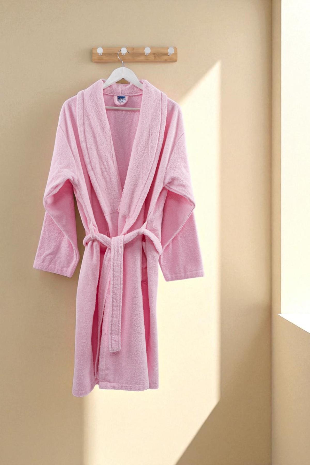 CottonVerse Şalyaka Bornoz – %100 Pamuk, Unisex Açık Pembe - Ender Home