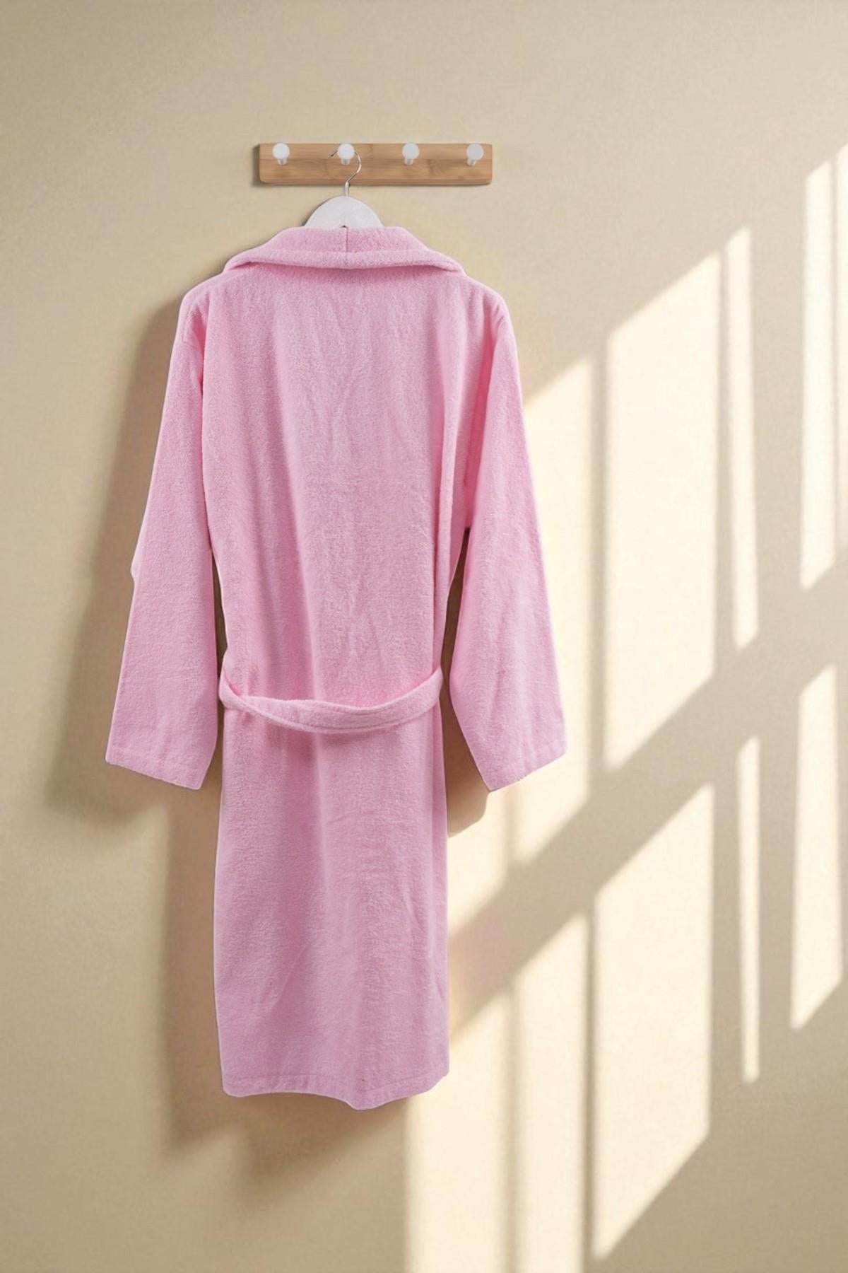 CottonVerse Şalyaka Bornoz – %100 Pamuk, Unisex Açık Pembe - Ender Home
