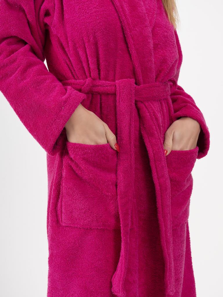 CottonVerse Şalyaka Bornoz – %100 Pamuk, Unisex Fuşya - Ender Home