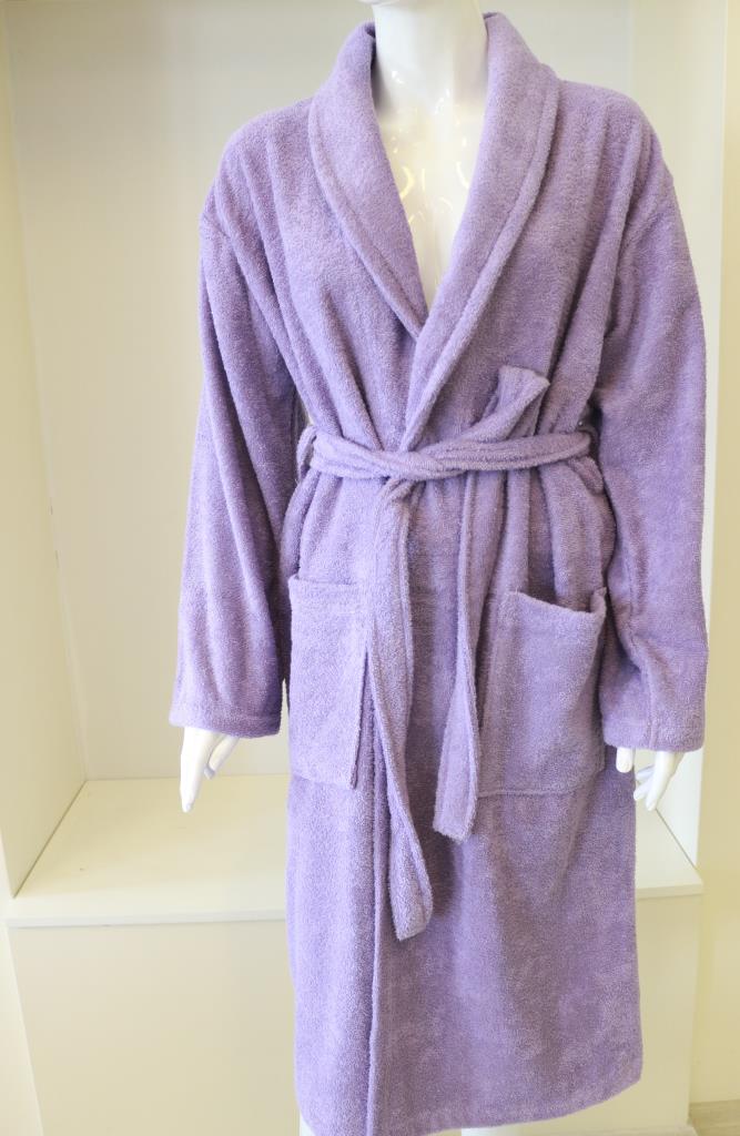 CottonVerse Şalyaka Bornoz – %100 Pamuk, Unisex Lila - Ender Home