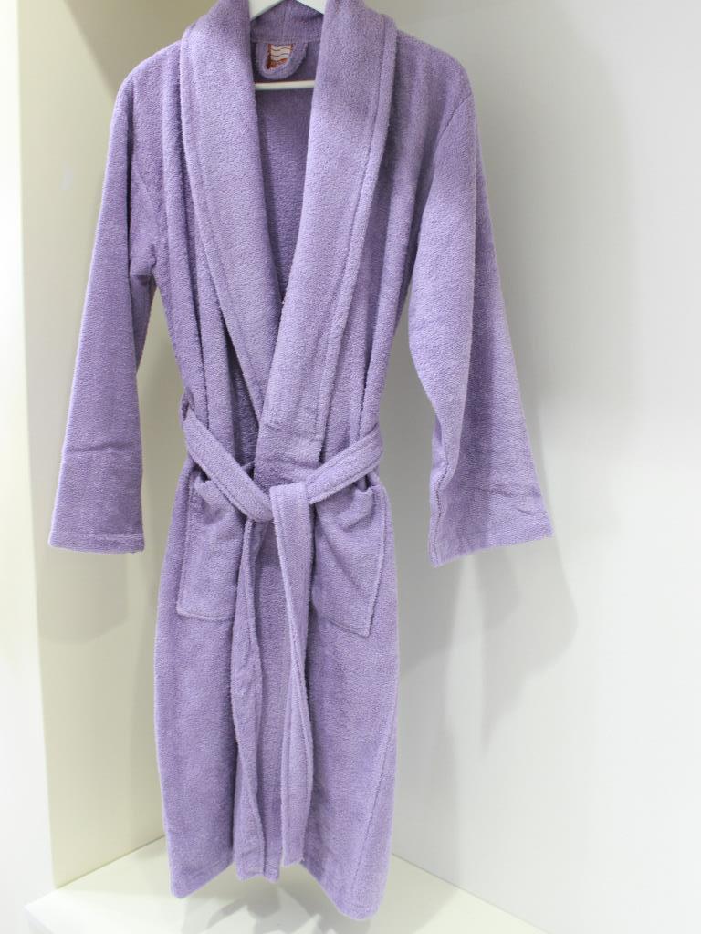 CottonVerse Şalyaka Bornoz – %100 Pamuk, Unisex Lila - Ender Home