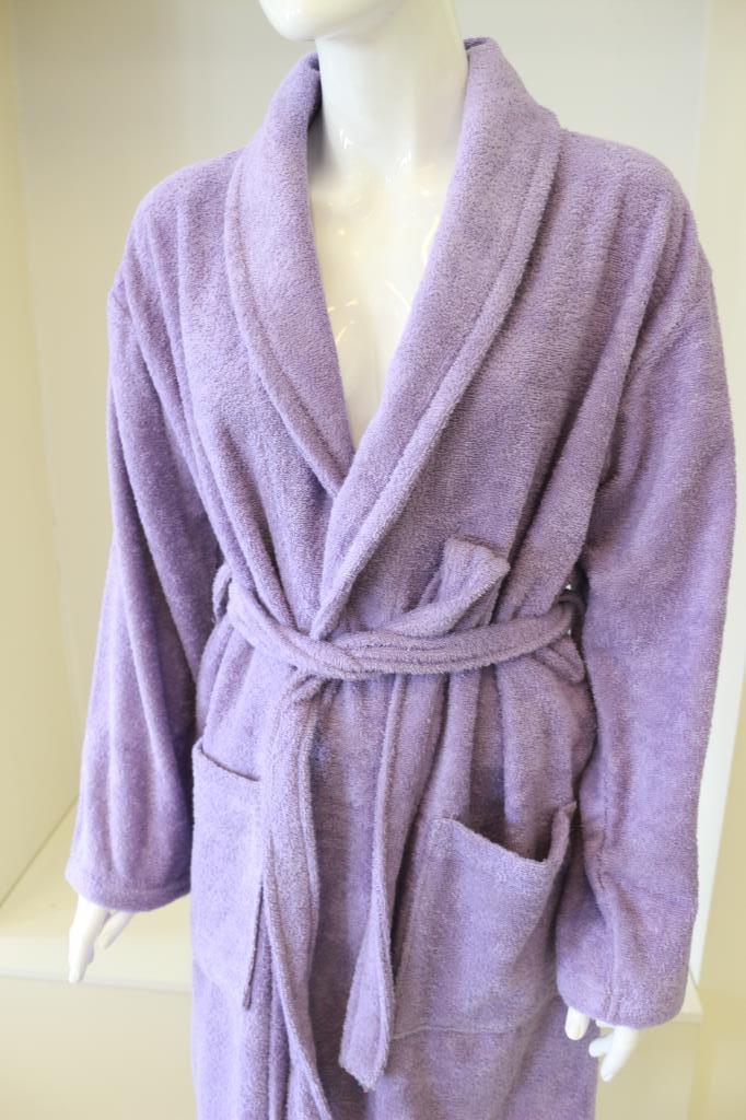 CottonVerse Şalyaka Bornoz – %100 Pamuk, Unisex Lila - Ender Home