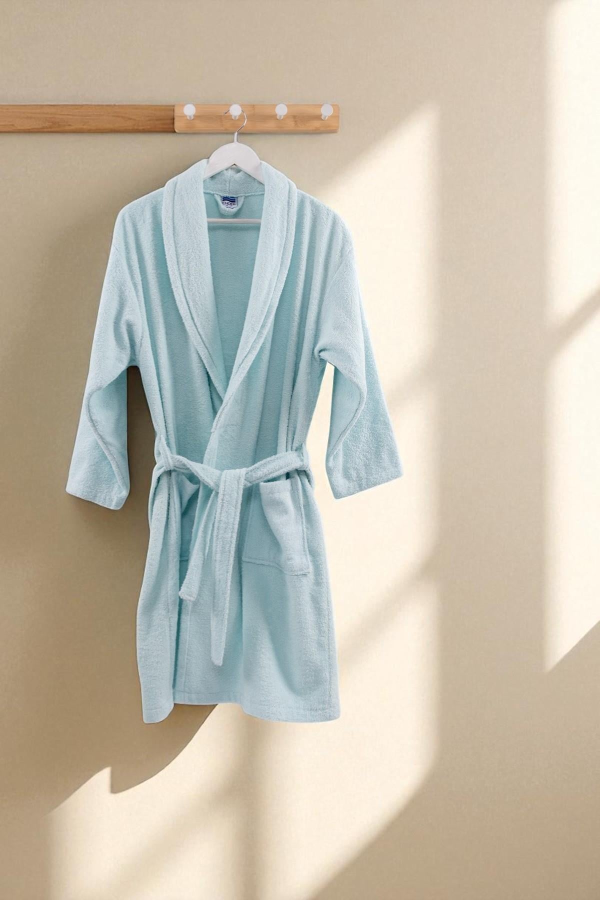 CottonVerse Şalyaka Bornoz – %100 Pamuk, Unisex Mint - Ender Home