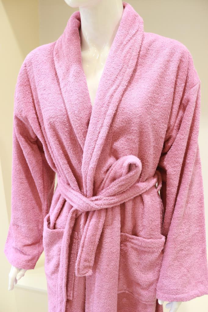 CottonVerse Şalyaka Bornoz – %100 Pamuk, Unisex Pembe - Ender Home