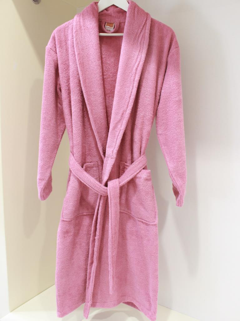 CottonVerse Şalyaka Bornoz – %100 Pamuk, Unisex Pembe - Ender Home