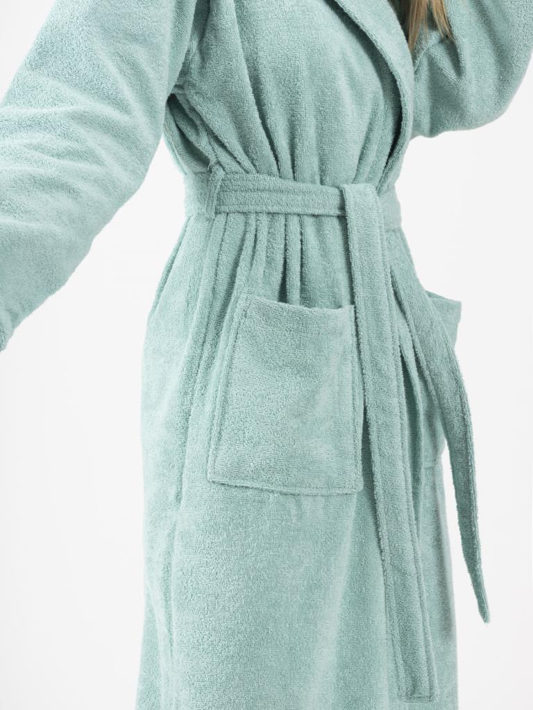 CottonVerse Şalyaka Bornoz – %100 Pamuk, Unisex Su Yeşili - Ender Home