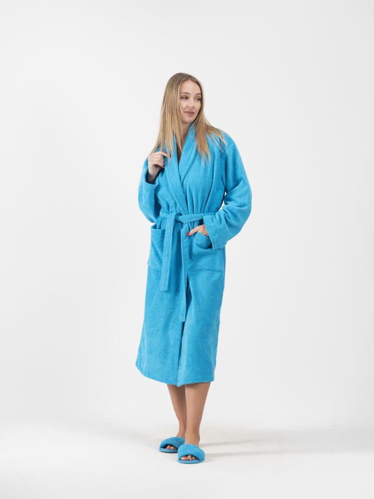 CottonVerse Şalyaka Bornoz – %100 Pamuk, Unisex Turkuaz - Ender Home