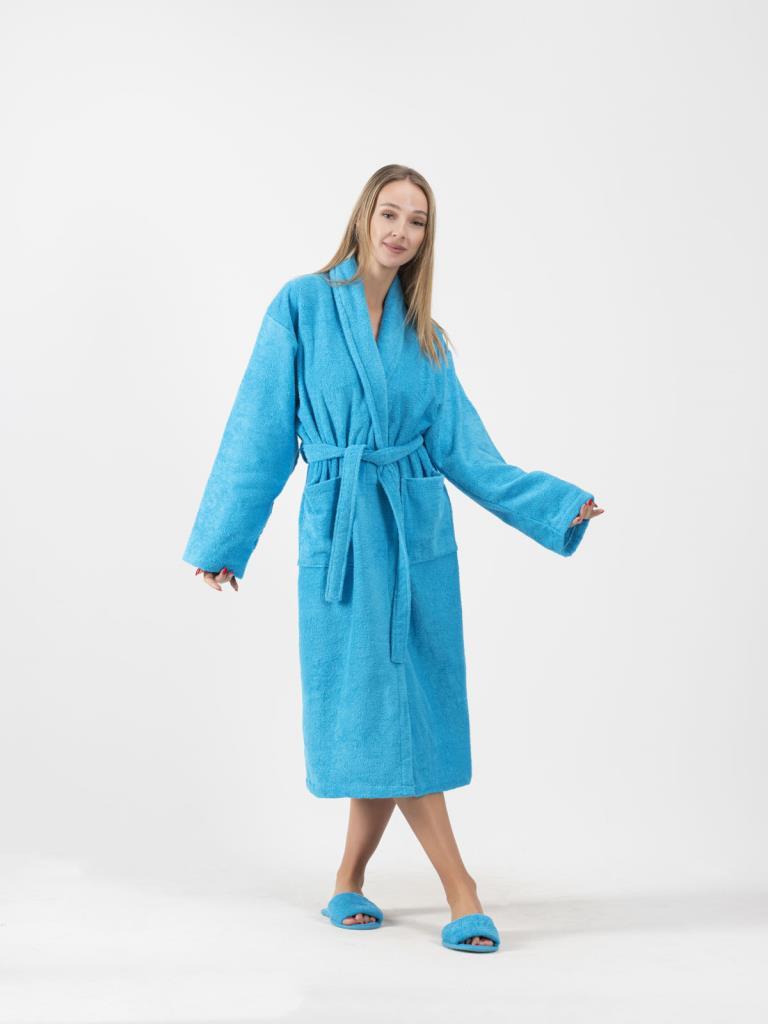 CottonVerse Şalyaka Bornoz – %100 Pamuk, Unisex Turkuaz - Ender Home