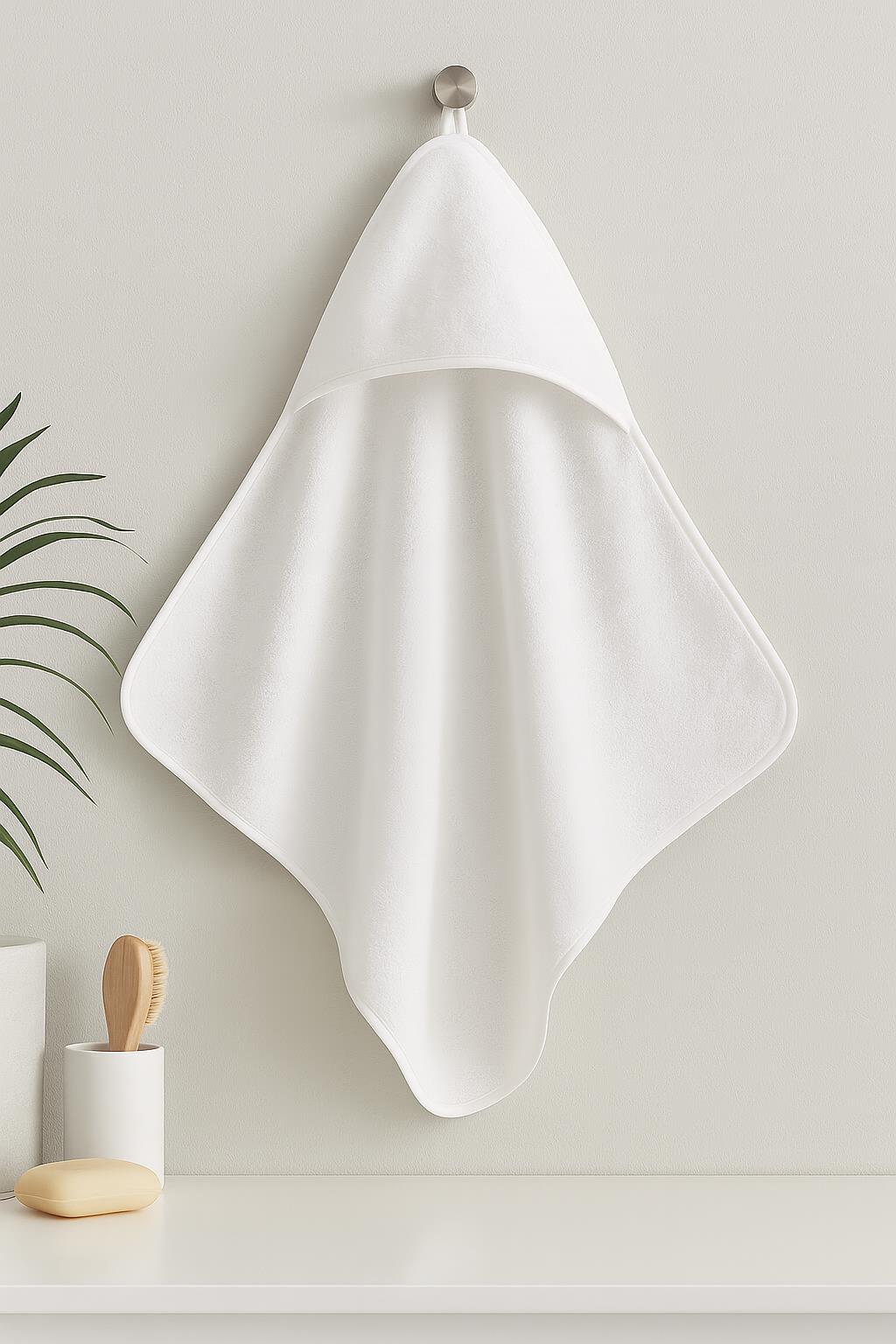 CottonVerse Yeni Doğan Kapüşonlu Havlu Kundak – Hipoalerjenik %100 Pamuk Beyaz - Ender Home