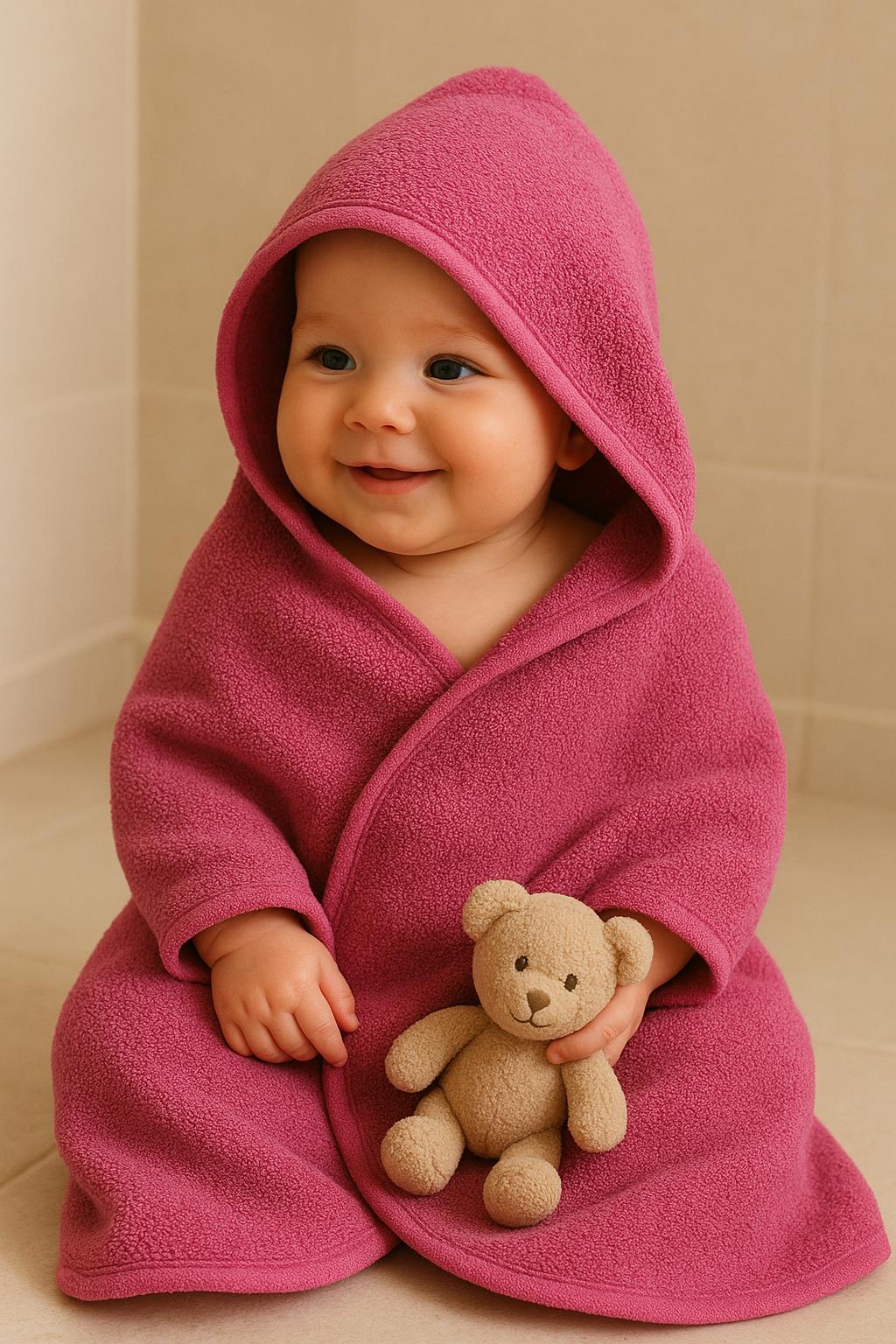 CottonVerse Yeni Doğan Kapüşonlu Havlu Kundak – Hipoalerjenik %100 Pamuk Fuşya - Ender Home