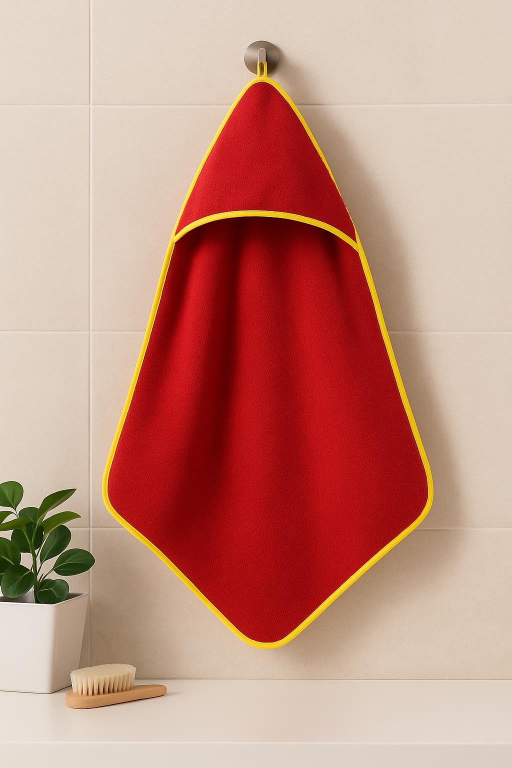 CottonVerse Yeni Doğan Kapüşonlu Havlu Kundak – Hipoalerjenik %100 Pamuk Kırmızı - Ender Home