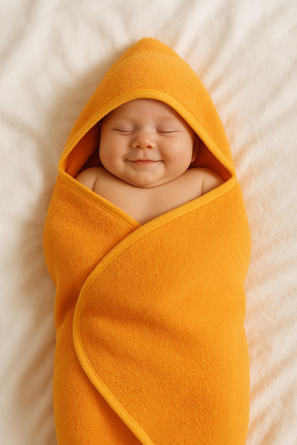CottonVerse Yeni Doğan Kapüşonlu Havlu Kundak – Hipoalerjenik %100 Pamuk Oranj - Ender Home