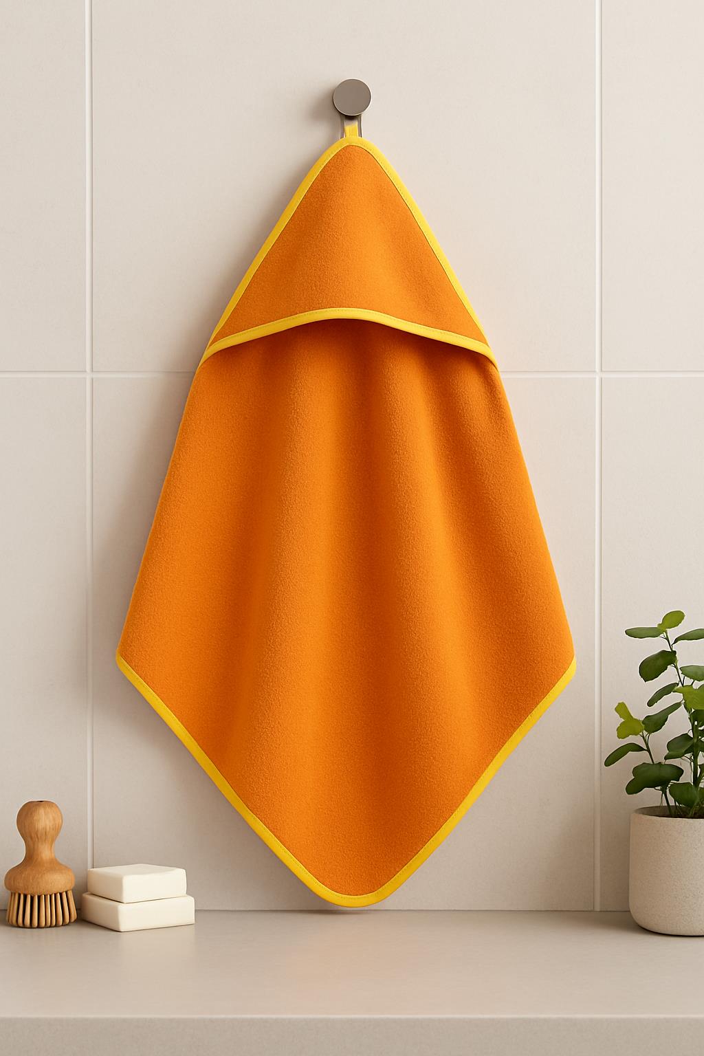 CottonVerse Yeni Doğan Kapüşonlu Havlu Kundak – Hipoalerjenik %100 Pamuk Oranj - Ender Home