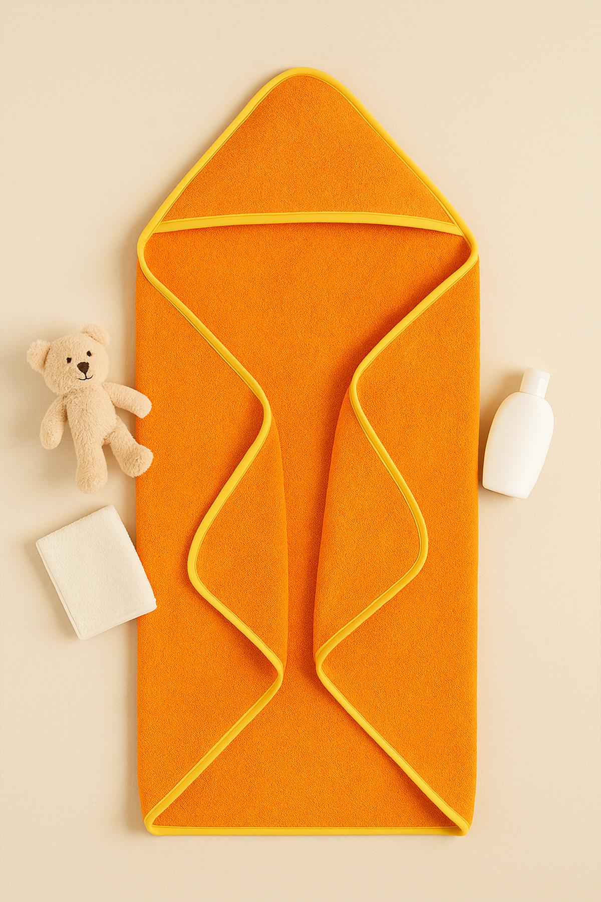 CottonVerse Yeni Doğan Kapüşonlu Havlu Kundak – Hipoalerjenik %100 Pamuk Oranj - Ender Home