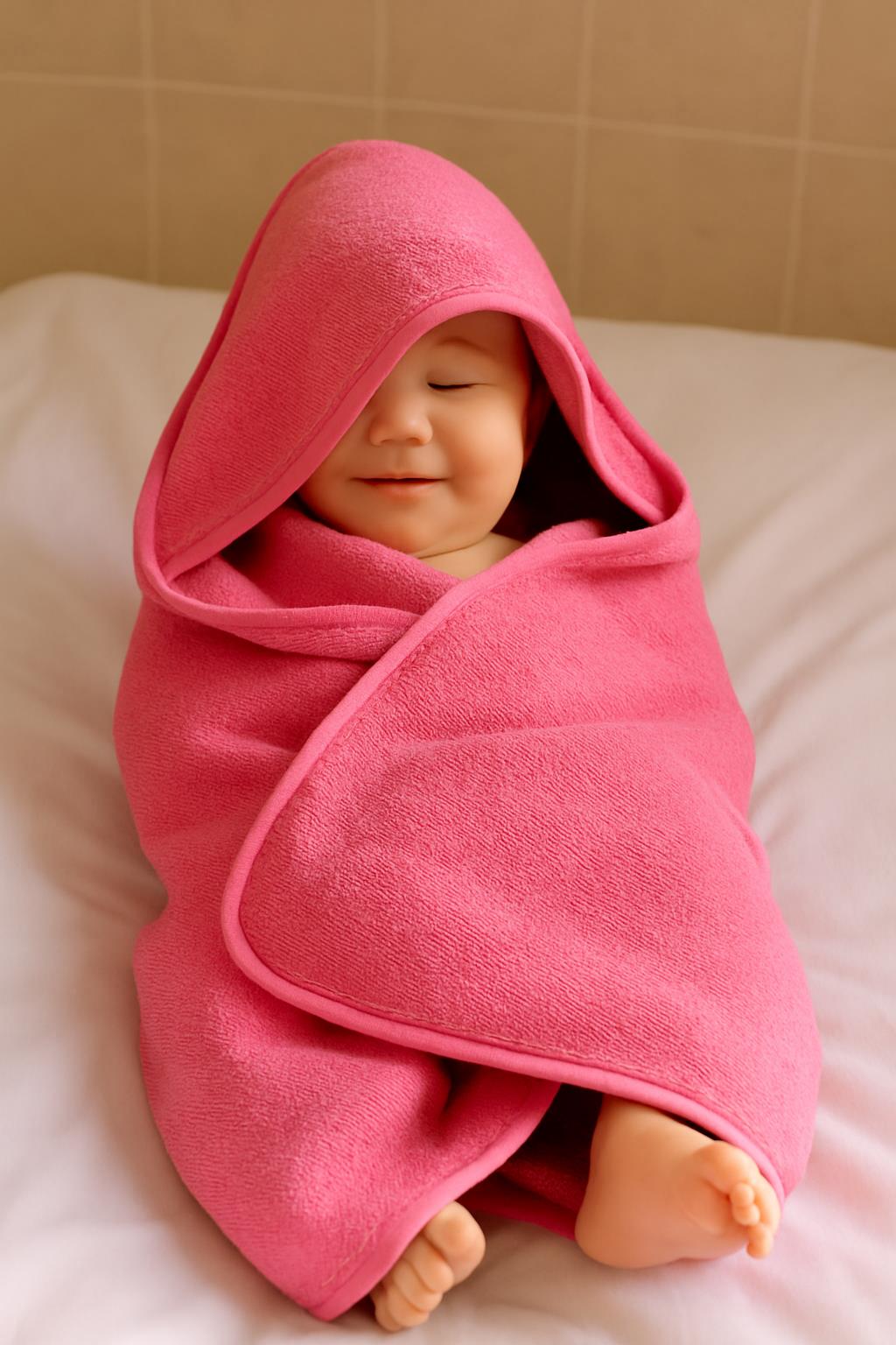 CottonVerse Yeni Doğan Kapüşonlu Havlu Kundak – Hipoalerjenik %100 Pamuk Pembe - Ender Home