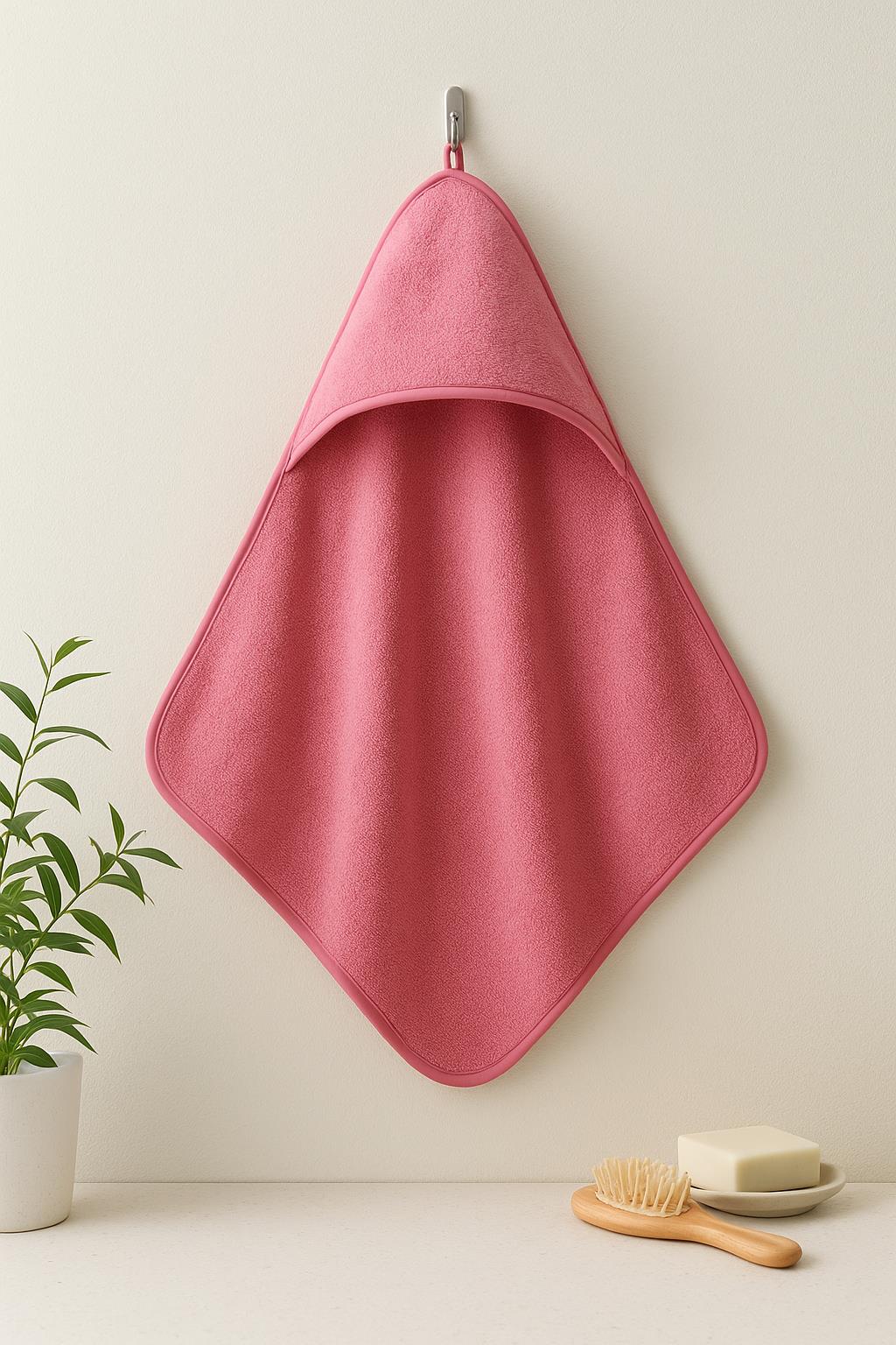 CottonVerse Yeni Doğan Kapüşonlu Havlu Kundak – Hipoalerjenik %100 Pamuk Pembe - Ender Home