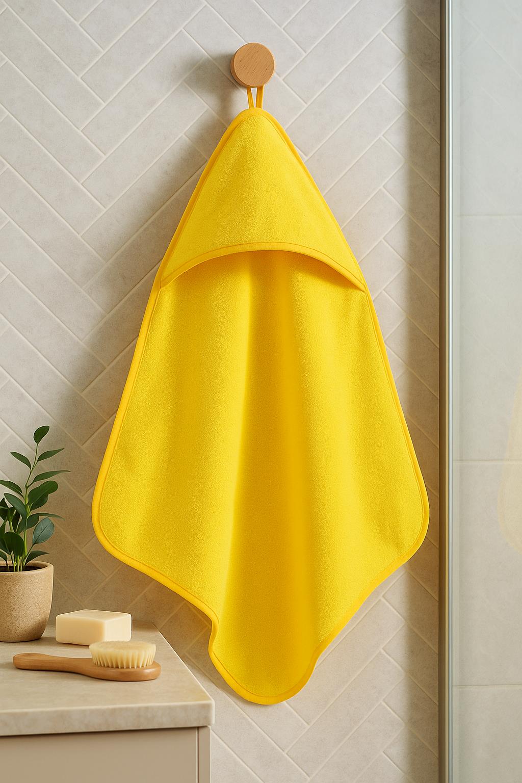 CottonVerse Yeni Doğan Kapüşonlu Havlu Kundak – Hipoalerjenik %100 Pamuk Sarı - Ender Home