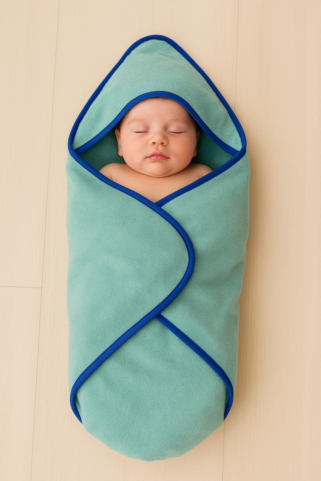 CottonVerse Yeni Doğan Kapüşonlu Havlu Kundak – Hipoalerjenik %100 Pamuk Su Yeşili - Ender Home