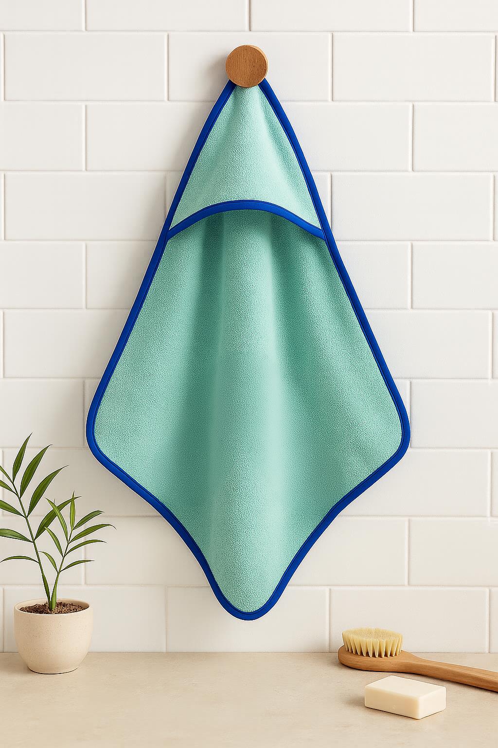 CottonVerse Yeni Doğan Kapüşonlu Havlu Kundak – Hipoalerjenik %100 Pamuk Su Yeşili - Ender Home