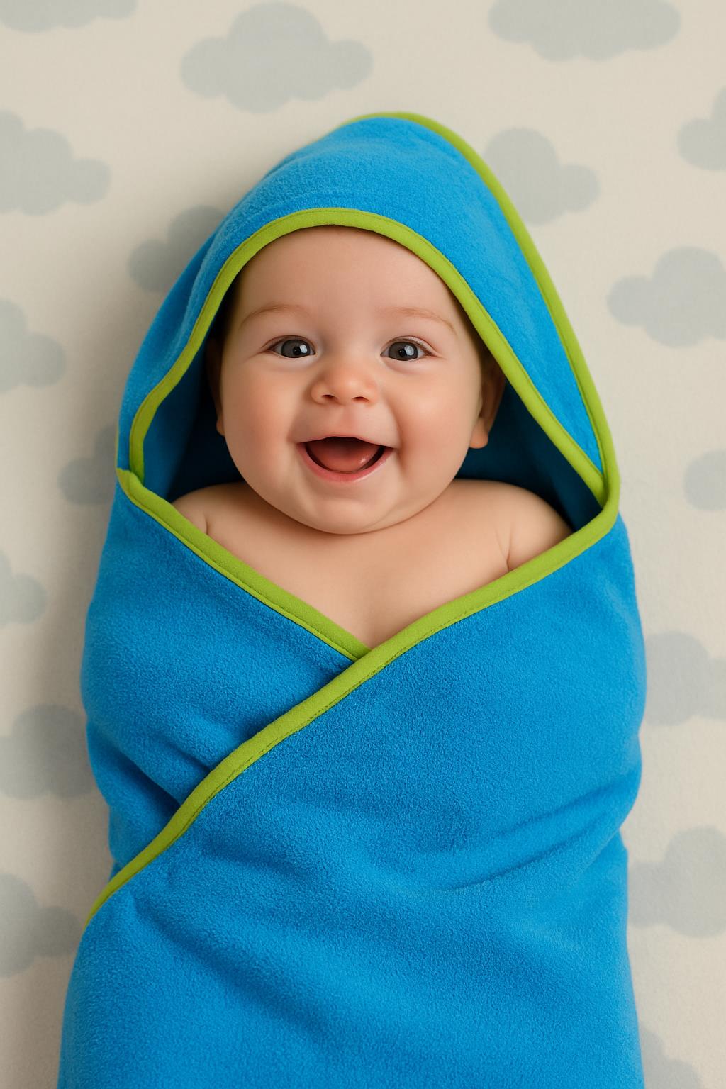 CottonVerse Yeni Doğan Kapüşonlu Havlu Kundak – Hipoalerjenik %100 Pamuk Turkuaz - Ender Home