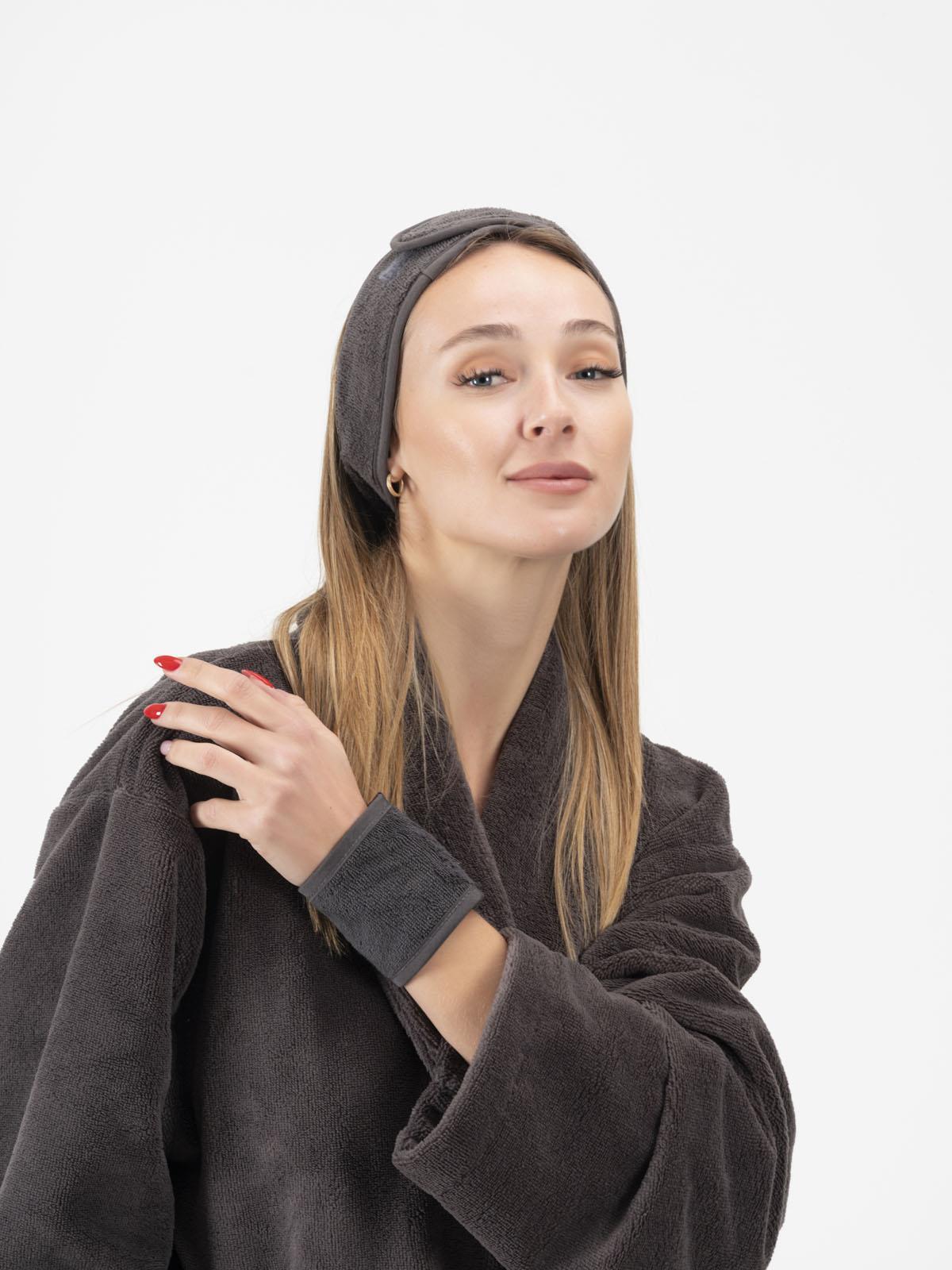 DreamSoft 2'li Kadife Dokulu Bilek Bandı – Lüks Yumuşaklık %100 Pamuk Antrasit - Ender Home