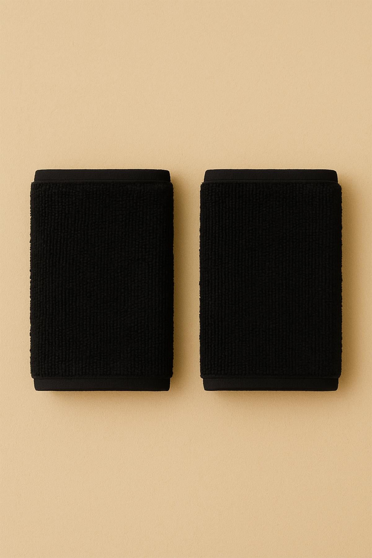 DreamSoft 2'li Kadife Dokulu Bilek Bandı – Lüks Yumuşaklık %100 Pamuk Siyah - Ender Home