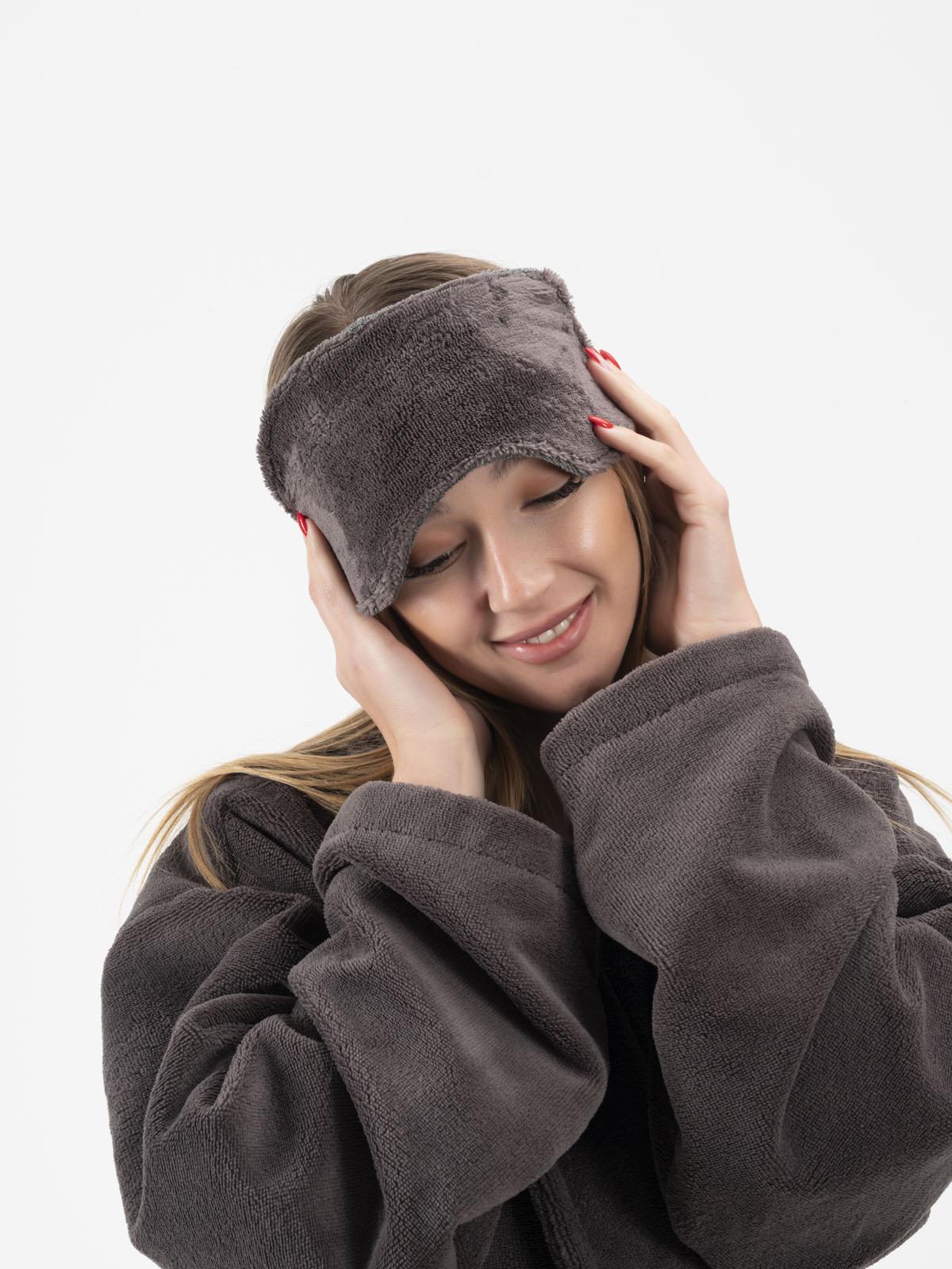 DreamSoft 2'li Kadife Dokulu Göz Bandı – Lüks Yumuşaklık & %100 Pamuk Antrasit - Ender Home