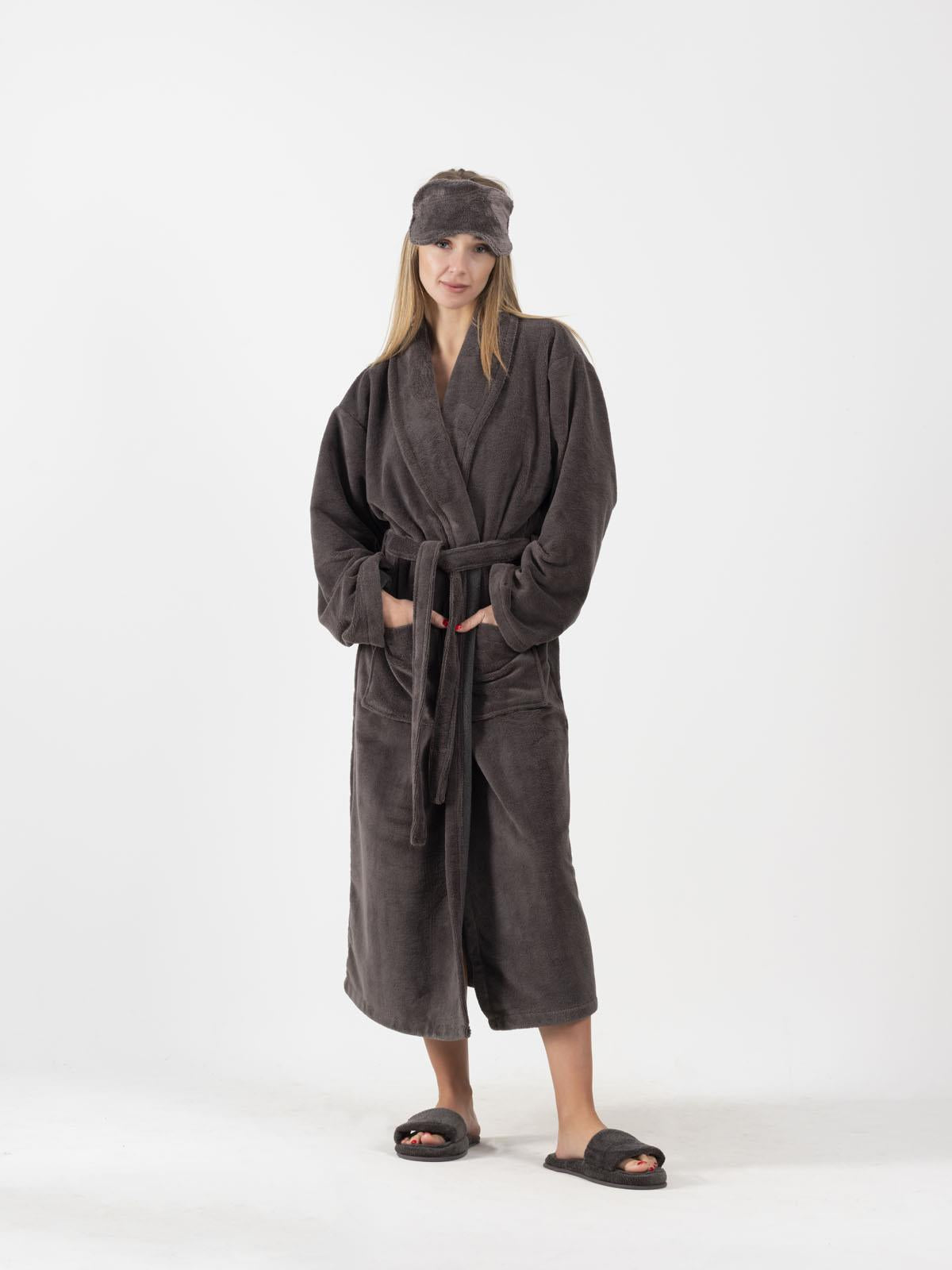 DreamSoft 2'li Kadife Dokulu Göz Bandı – Lüks Yumuşaklık & %100 Pamuk Antrasit - Ender Home