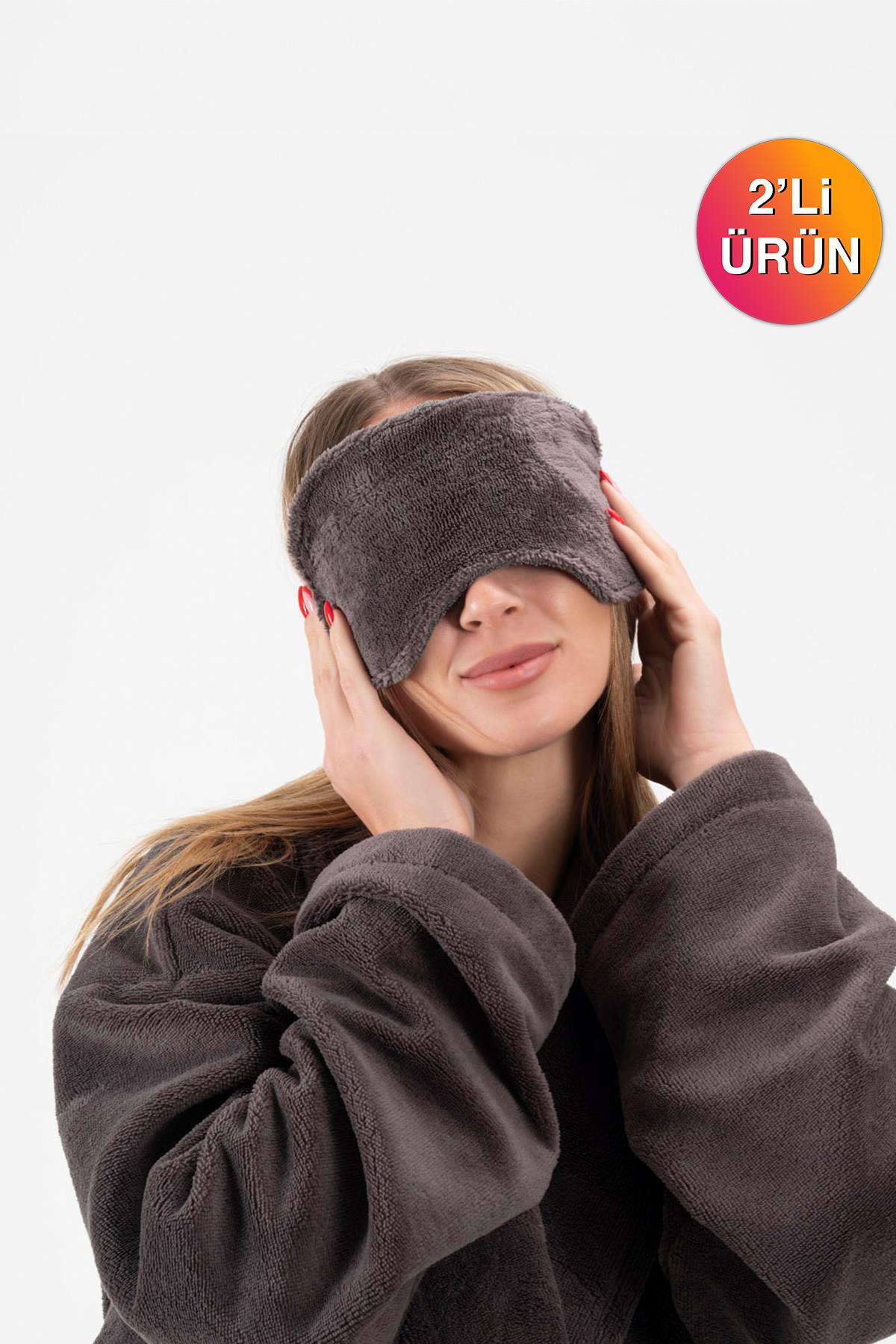 DreamSoft 2'li Kadife Dokulu Göz Bandı – Lüks Yumuşaklık & %100 Pamuk Antrasit - Ender Home