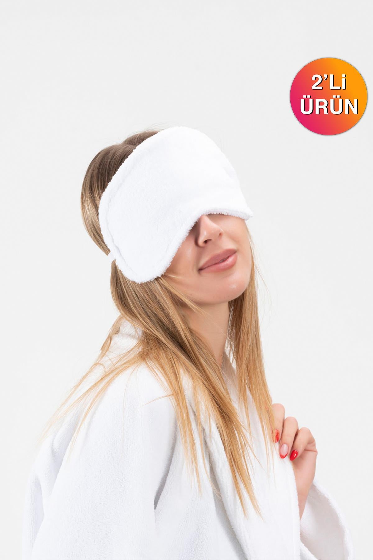 DreamSoft 2'li Kadife Dokulu Göz Bandı – Lüks Yumuşaklık & %100 Pamuk Beyaz - Ender Home