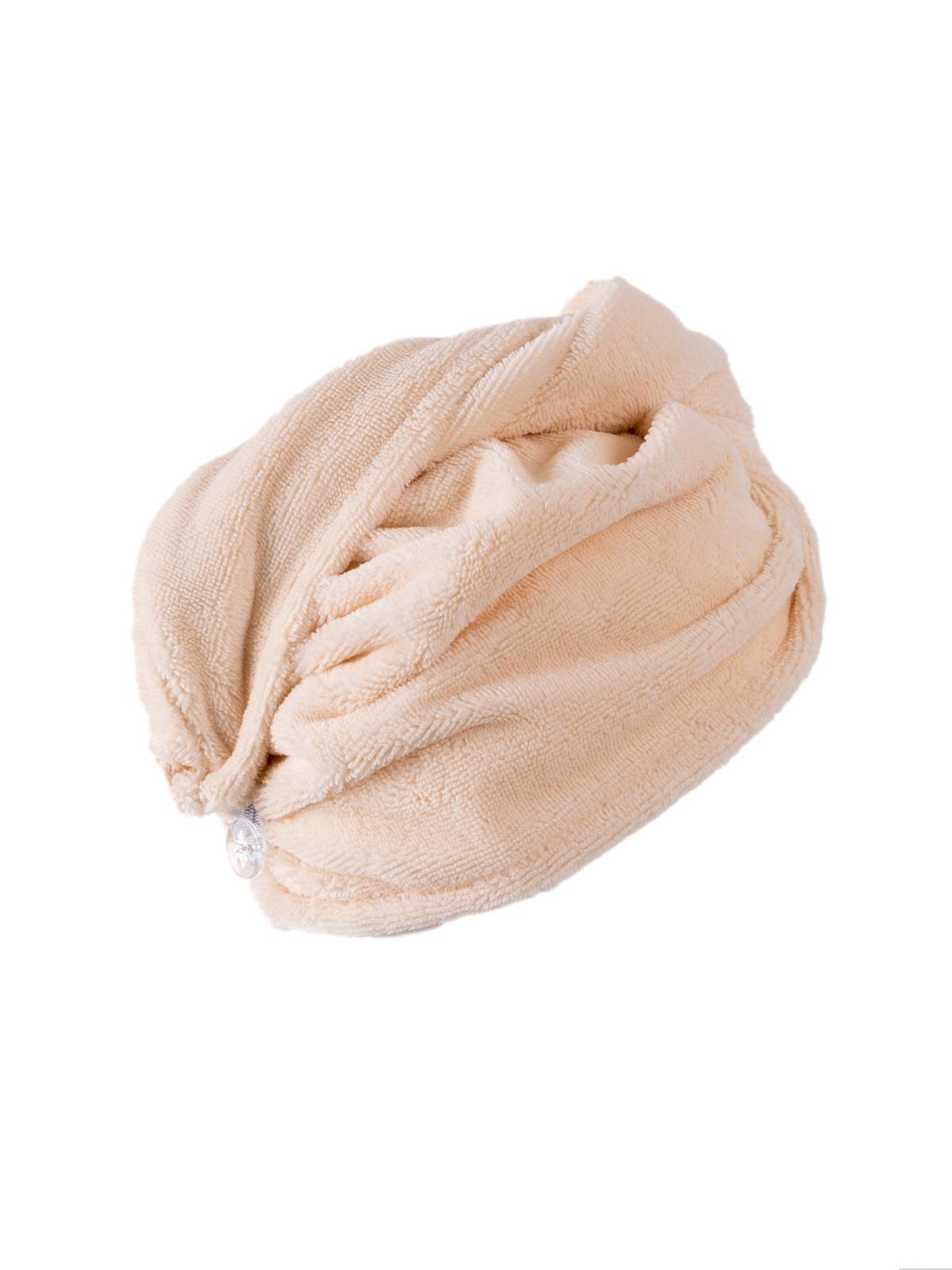 DreamSoft Düğmeli Saç Kurulama Bonesi – Kadife Krem - Ender Home