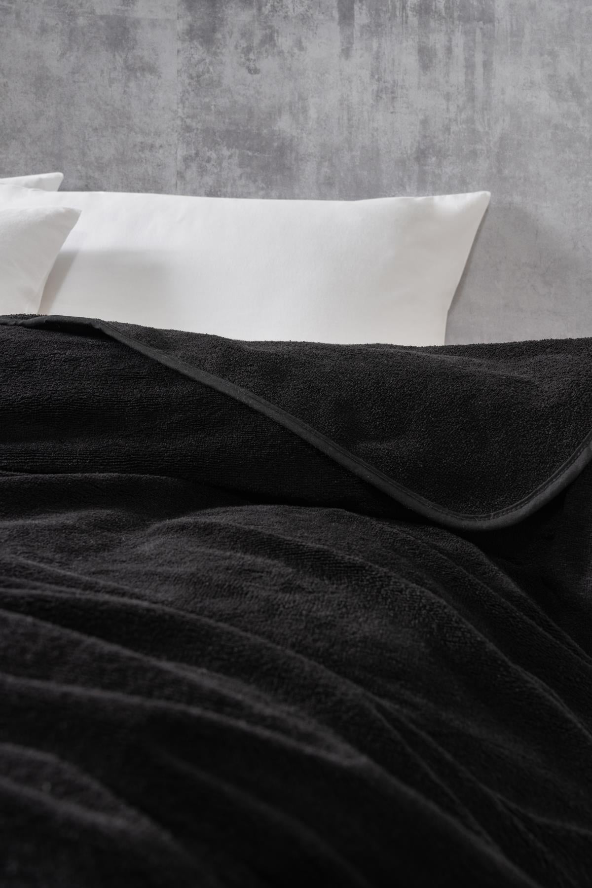 DreamSoft Kadife TV & Koltuk Şalı Tek Kişilik – 100x150 Cm Siyah - Ender Home