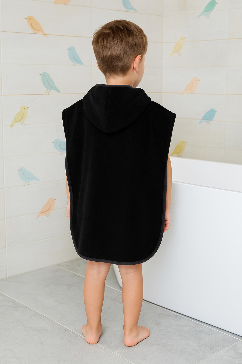 DreamSoft Kapüşonlu Kadife Havlu Panço Siyah - Ender Home