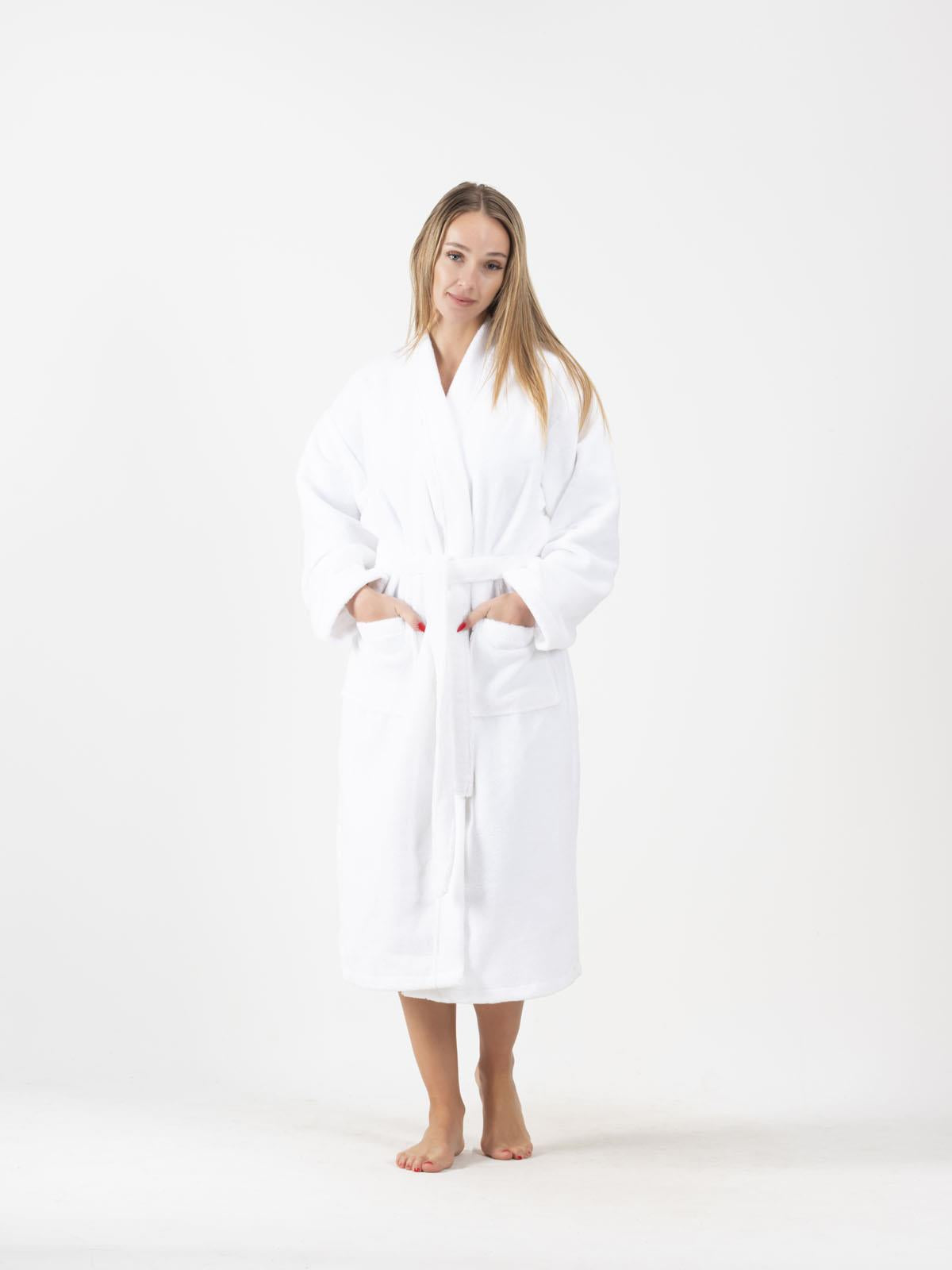 DreamSoft Kimono Bornoz – Kadife, Unisex Beyaz - Ender Home