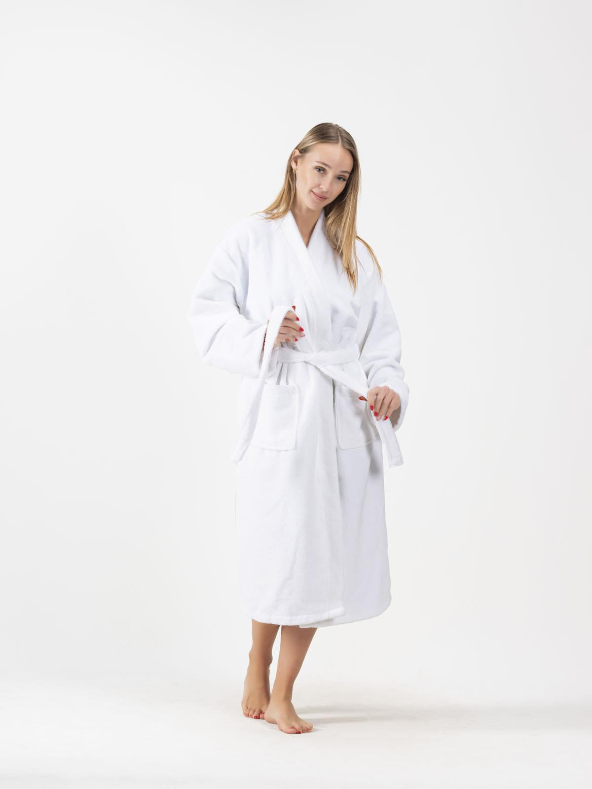 DreamSoft Kimono Bornoz – Kadife, Unisex Beyaz - Ender Home