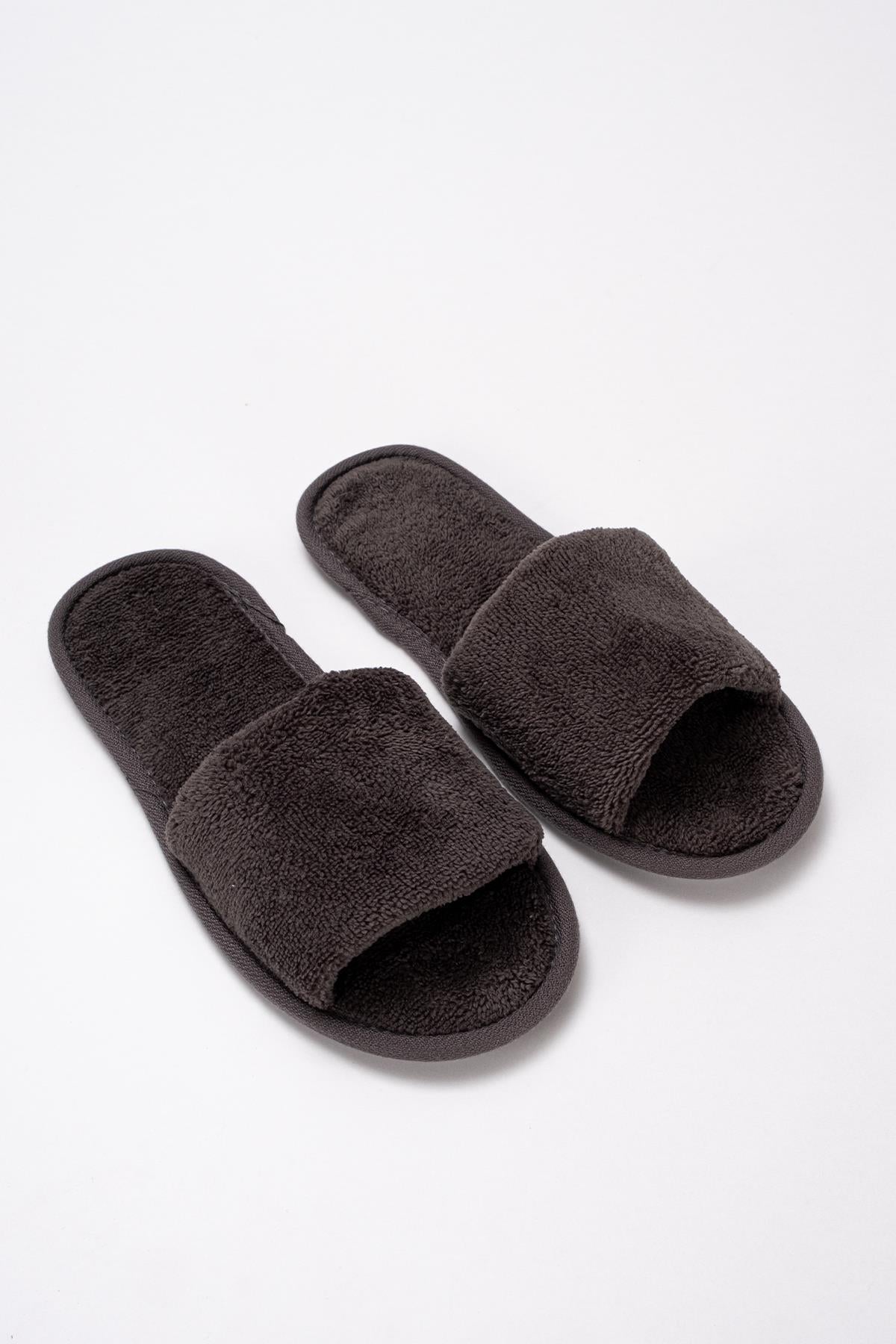 DreamSoft Lüks Kadife Ev Terliği – Kaymaz İnce Taban Antrasit - Ender Home