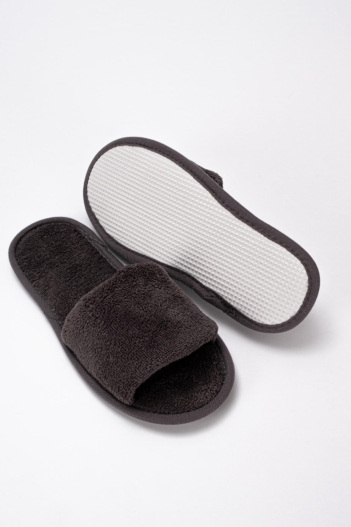 DreamSoft Lüks Kadife Ev Terliği – Kaymaz İnce Taban Antrasit - Ender Home