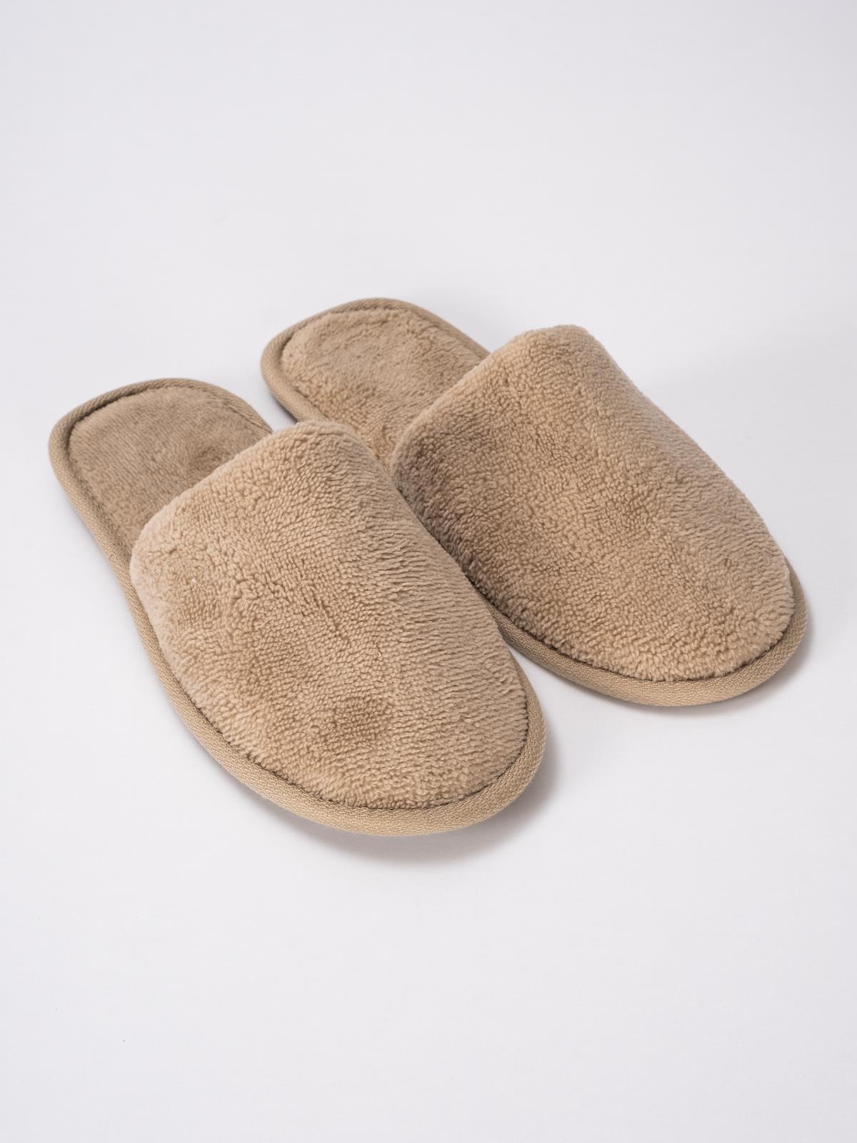 DreamSoft Lüks Kadife Ev Terliği – Kaymaz İnce Taban Bej - Ender Home