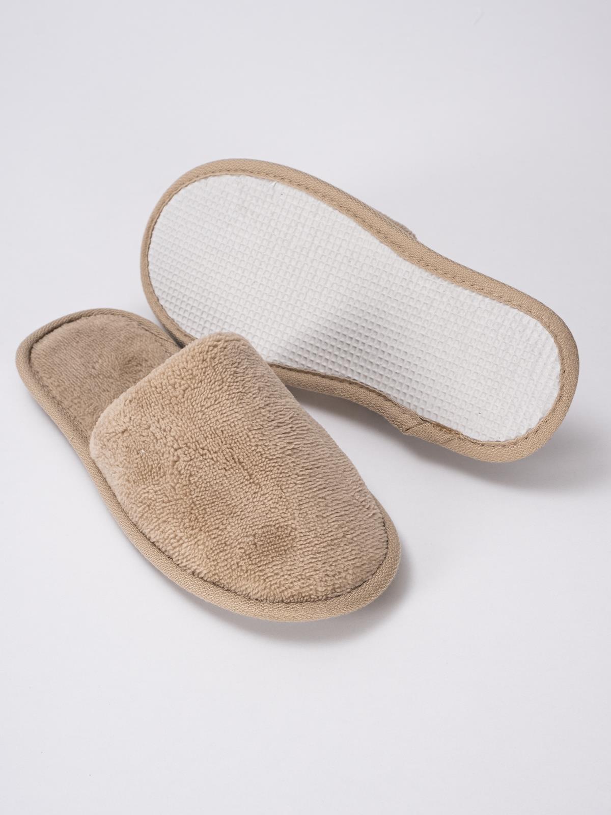 DreamSoft Lüks Kadife Ev Terliği – Kaymaz İnce Taban Bej - Ender Home